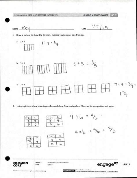 Answer Key For 4th Grade Nys Common Core Mathematics Curriculum Lesson 1 Homework 4 2 Ebook Doc