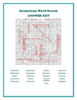 Answer Key For Ecosystem Word Search Reader