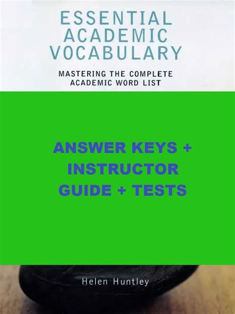 Answer Key For Essential Academic Vocabulary Doc