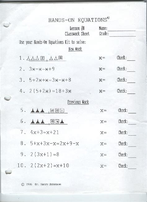 Answer Key For Hands On Equations Ebook Doc