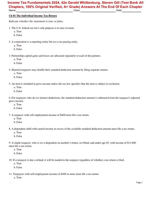 Answer Key For Income Tax Fundamentals Research PDF