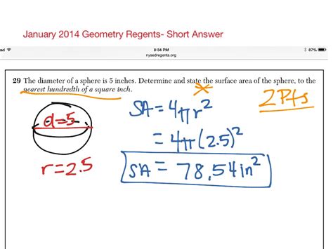 Answer Key For January 2014 Geometry Regents Kindle Editon