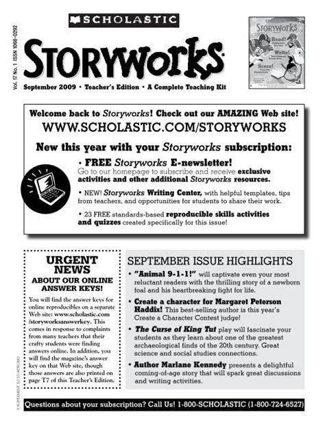 Answer Key For November 2013 Storyworks Magazine PDF