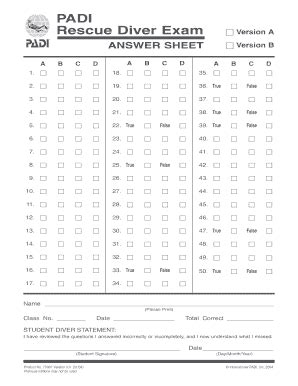 Answer Key For Padi Final Exam Doc