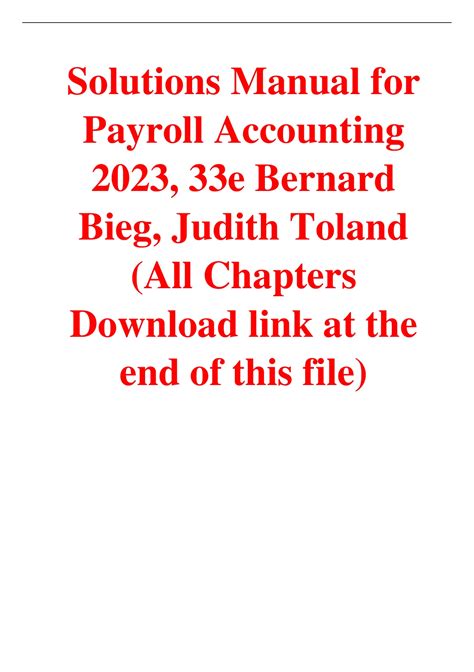 Answer Key For Payroll Accounting 2014 By Beig And Toland Doc