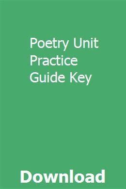 Answer Key For Poetry Unit Practice Guide Reader