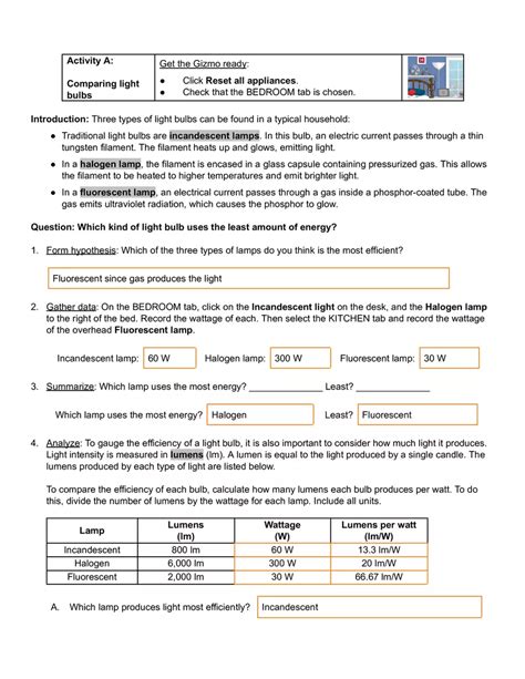 Answer Key For Power Usage Gizmo Kindle Editon