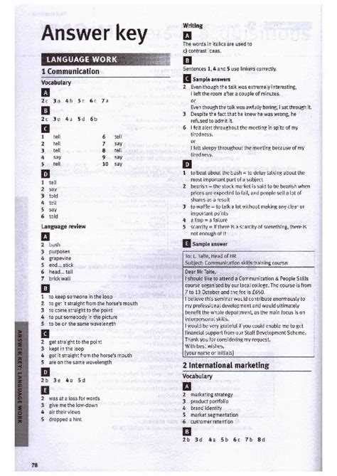 Answer Key For Workbook Laboratory Manual PDF