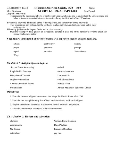 Answer Key Guided Religion Sparks Reform PDF