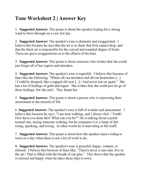 Answer Key Identifying Tone Mood Doc