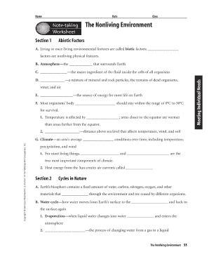 Answer Key Note Taking The Nonliving Environment PDF