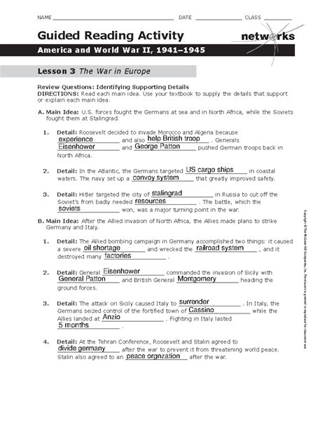 Answer Key Of Guided Reading War In Europe Kindle Editon