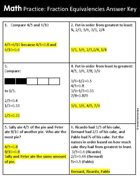 Answer Key Old Fashioned Equivalencies Answers PDF