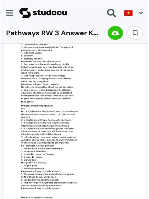 Answer Key Pathways 3 Doc