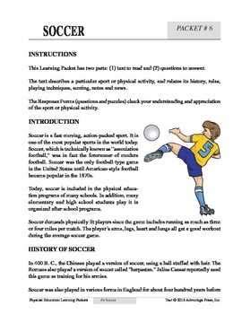 Answer Key Physical Response Packet Football PDF