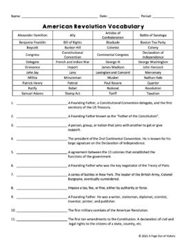 Answer Key The American Revolution Vocabulary Builder Doc