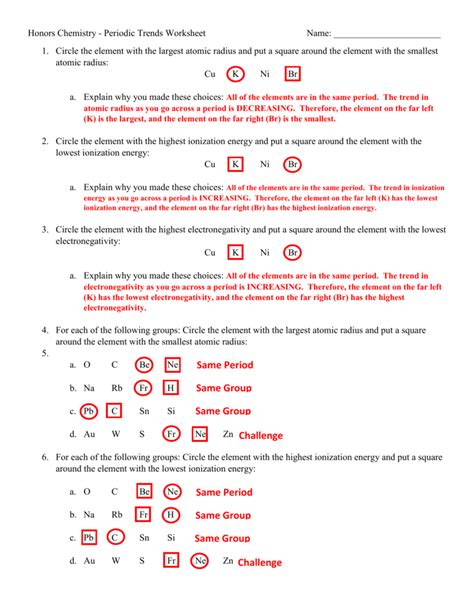 Answer Key To Chemistry Periodic Trends Kindle Editon