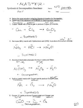 Answer Key To Decomposition Synthesis Reactions Epub