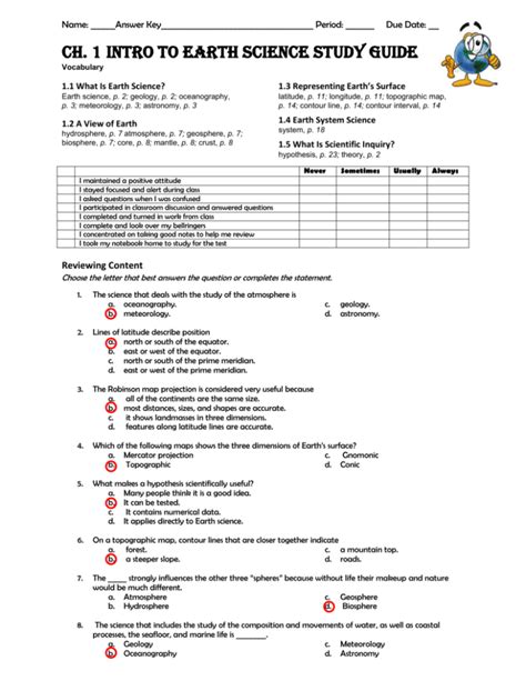 Answer Key To Earth Science Labs PDF