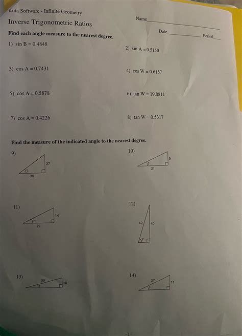 Answer Key To Inverse Trigonometric Ratios Kutasoftware Geometry Epub