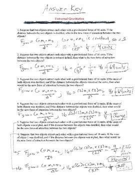 Answer Key To Law Of Universal Gravitation PDF