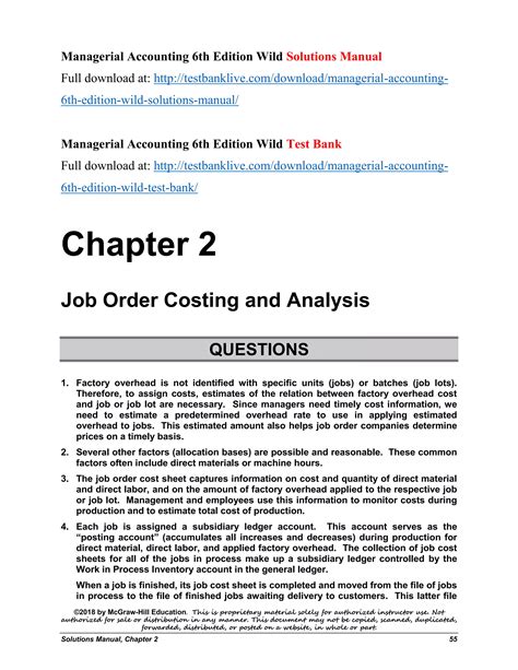 Answer Key To Managerial Accounting 6th Edition Kindle Editon