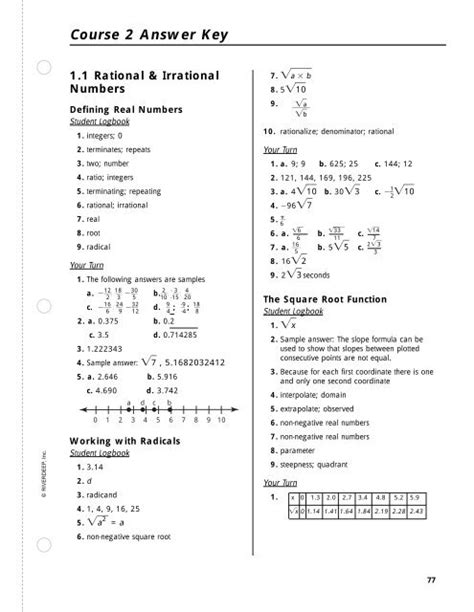 Answer Key To Math Connects Course 1 Ebook PDF