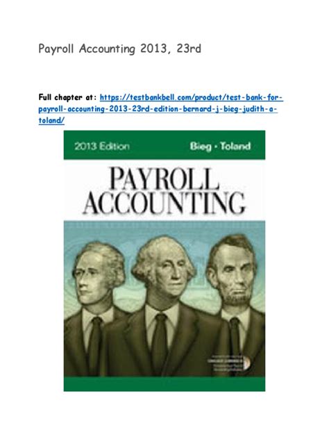 Answer Key To Payroll Accounting Bieg Toland PDF Epub