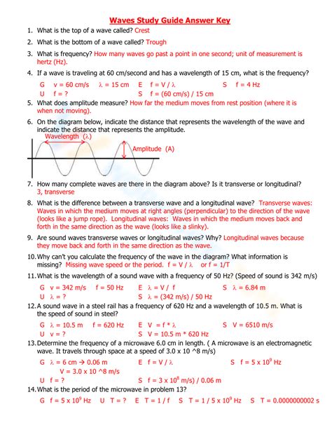 Answer Key To Physical Science Test Waves PDF