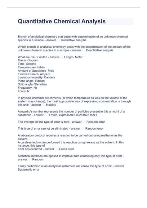 Answer Key To Quantitative Chemical Analysis PDF