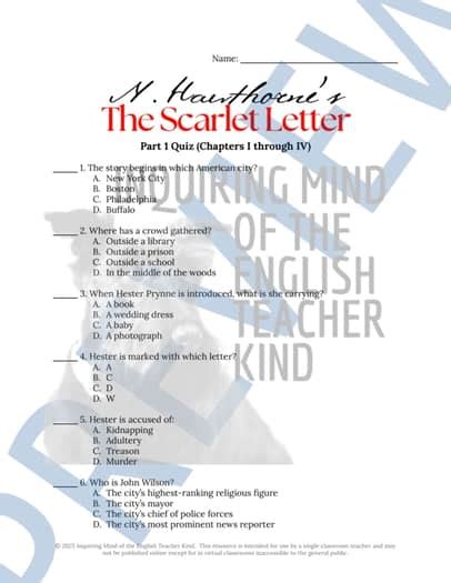 Answer Key To Scarlet Letter Activities Oxford Kindle Editon