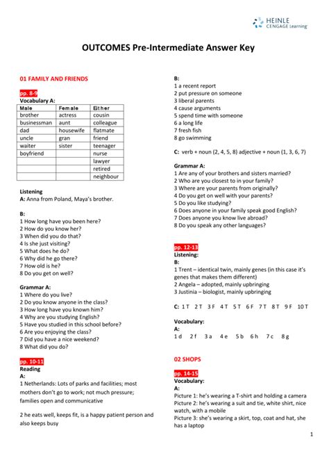 Answer Key Upper Intermediate Work World Pass Reader