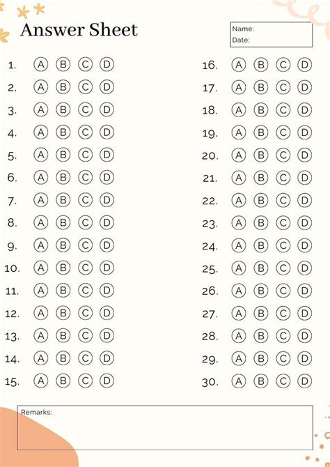 Answer Sheet For 30 Questions Epub