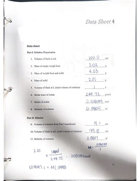 Answer Sheet For Lab Datasheet PDF