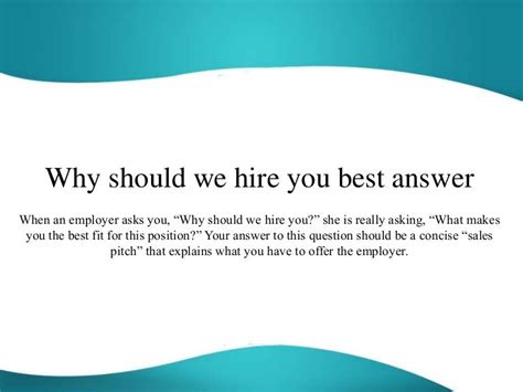 Answer Why Should I Hire You Reader