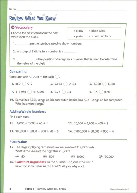 Answer key for envision math grade 5 Ebook Epub