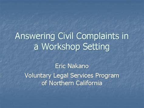 Answering Civil Complaints In A Workshop Setting Doc
