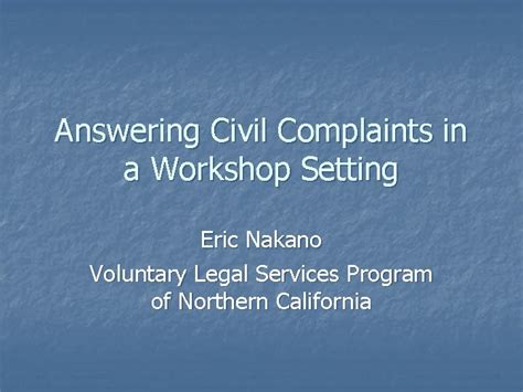 Answering Civil Complaints In A Workshop Setting Doc