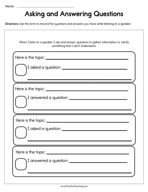 Answering When Questions Worksheets PDF