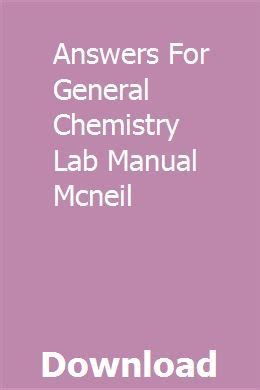 Answers For General Chemistry Lab Manual Mcneil Kindle Editon