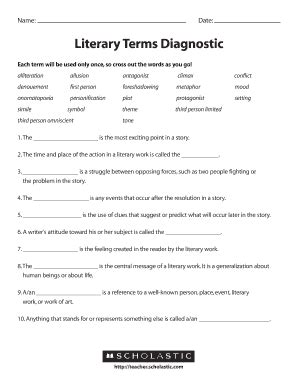 Answers For Literary Terms Diagnostic From Scholastic Reader