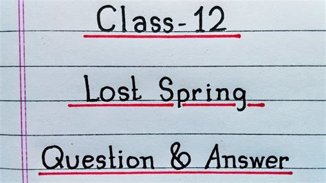 Answers For Lost Springs Ncert Questions PDF