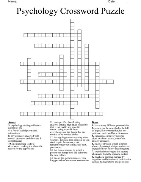 Answers For Psychology Disorders Crosswordpuzzle Kindle Editon