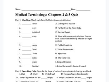 Answers For Quiz 12 In Medical Terminology Doc