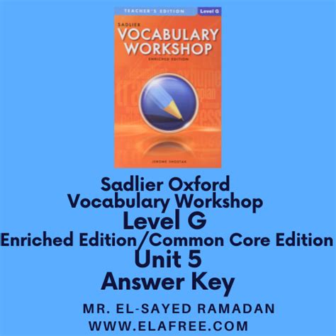 Answers For Sadlier Oxford Vocabulary Workshop Level G Reader