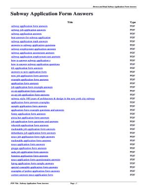 Answers For Subway Application Test Reader