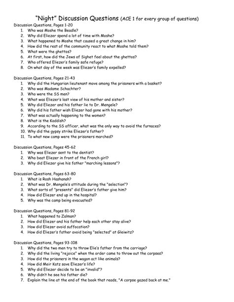 Answers For The Night Journey Comprehension Questions PDF