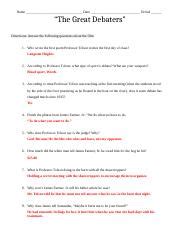 Answers Of The Great Debaters Study Guide Doc