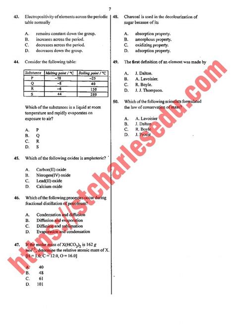 Answers On Waec Times Table Chemistry 2014 2015 Examination PDF