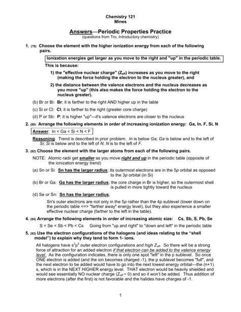 Answers Periodic Properties Practice Oakton Community Kindle Editon